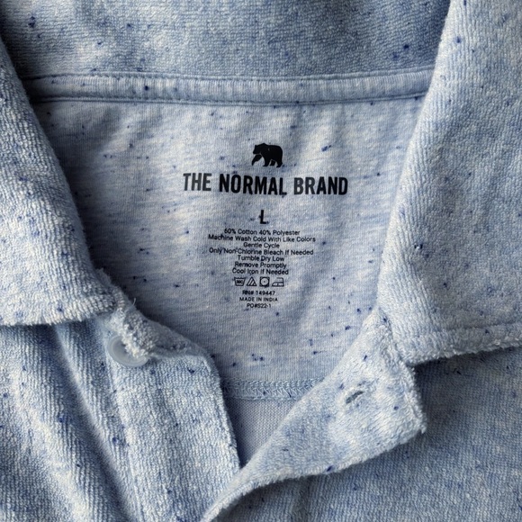 The Normal Brand Men’s Terry Towel Button Down Shirt Size Large Blue - Picture 4 of 6